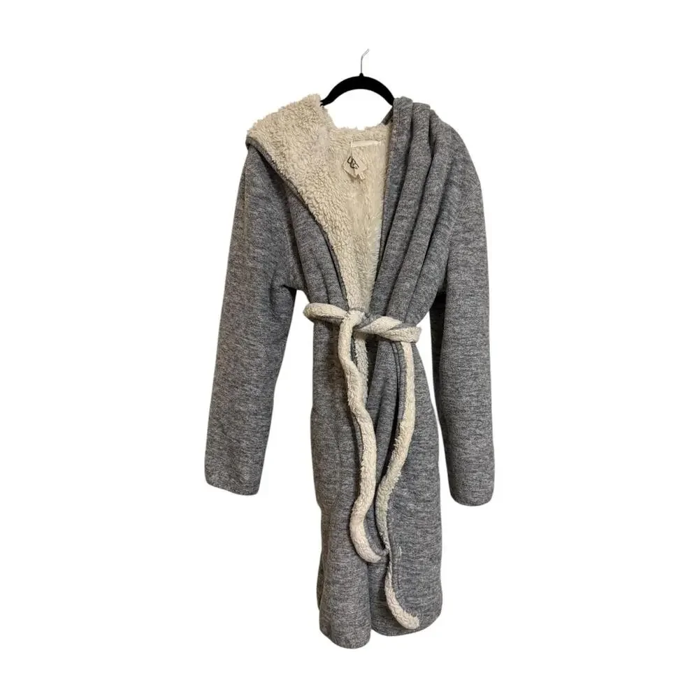 Women's Large Grey UGG Robe Fleece Warm & Cozy Hooded Sherpa Lined - Picture 1 of 3